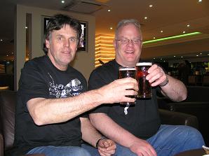Sadly deceased American fan Dave Green on the right with Dutch fan Jan Albers during their stay in England 2009